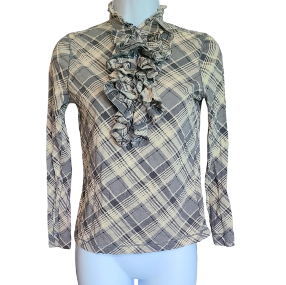 RALPH LAUREN Plaid ruffle blouse P